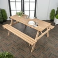 thumbnail image 5 of Shoreham 59" Modern Classic Outdoor Wood Picnic Table Benches with Umbrella Hole, Light Teak, 5 of 10