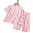 thumbnail image 5 of YunPes Girls Soft Plain Pajama Set Lightweight Loose Fit Short Sleeve Shirts and Shorts Breathable Comfy 2 Piece Outfit, 5 of 5