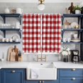 thumbnail image 2 of Farmhouse Buffalo Plaid Kitchen Curtains 84 Inch Length, Red White Checkered Grommet Top Bedroom Living Room Curtains, Light Filtering Cafe Curtain Drapes 2 Panels Set 104''x84'', 2 of 9