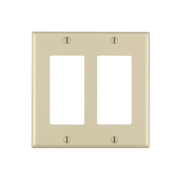 Placa de pared Leviton 80409-I para 2 dispositivos Decora GFCI color marfil