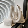 thumbnail image 2 of DGMIOCS Woven Tote Bag for Women with Purse, Fashion Shoulder Hobo Underarm Bags, Large Woven Handmade Work Commuter Day Bags White, 2 of 5