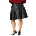 thumbnail image 3 of Unique Bargains Women's Plus Size PU Skirt A-Line Versatile Flared Party Skirts, 3 of 6