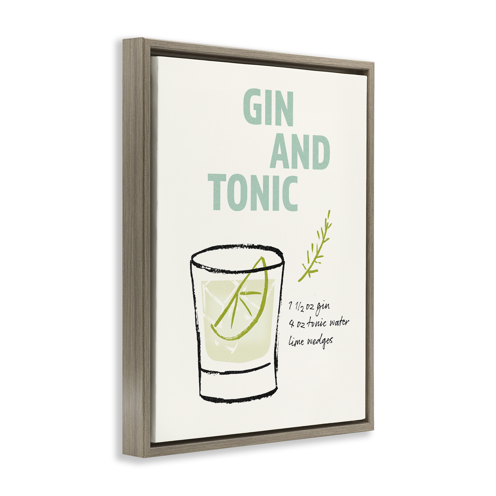 Stupell Industries Gin & Tonic Recipe Food & Beverage Painting Brown Floater Framed Art Print Wall Art, 25 x 31