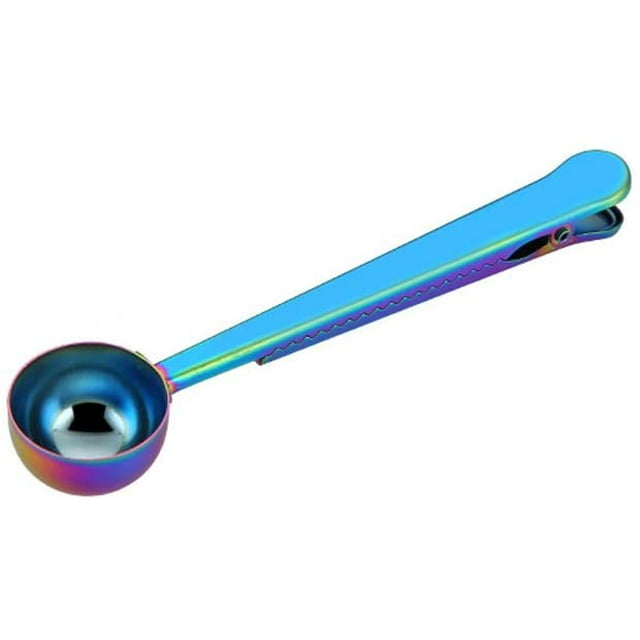 Coffee Scoop with Bag Clip, Spoon with Sealed Clamps Multi-Function Milk Powder Spoon Coffee Measuring Spoon, 20ml (Rainbow Color)