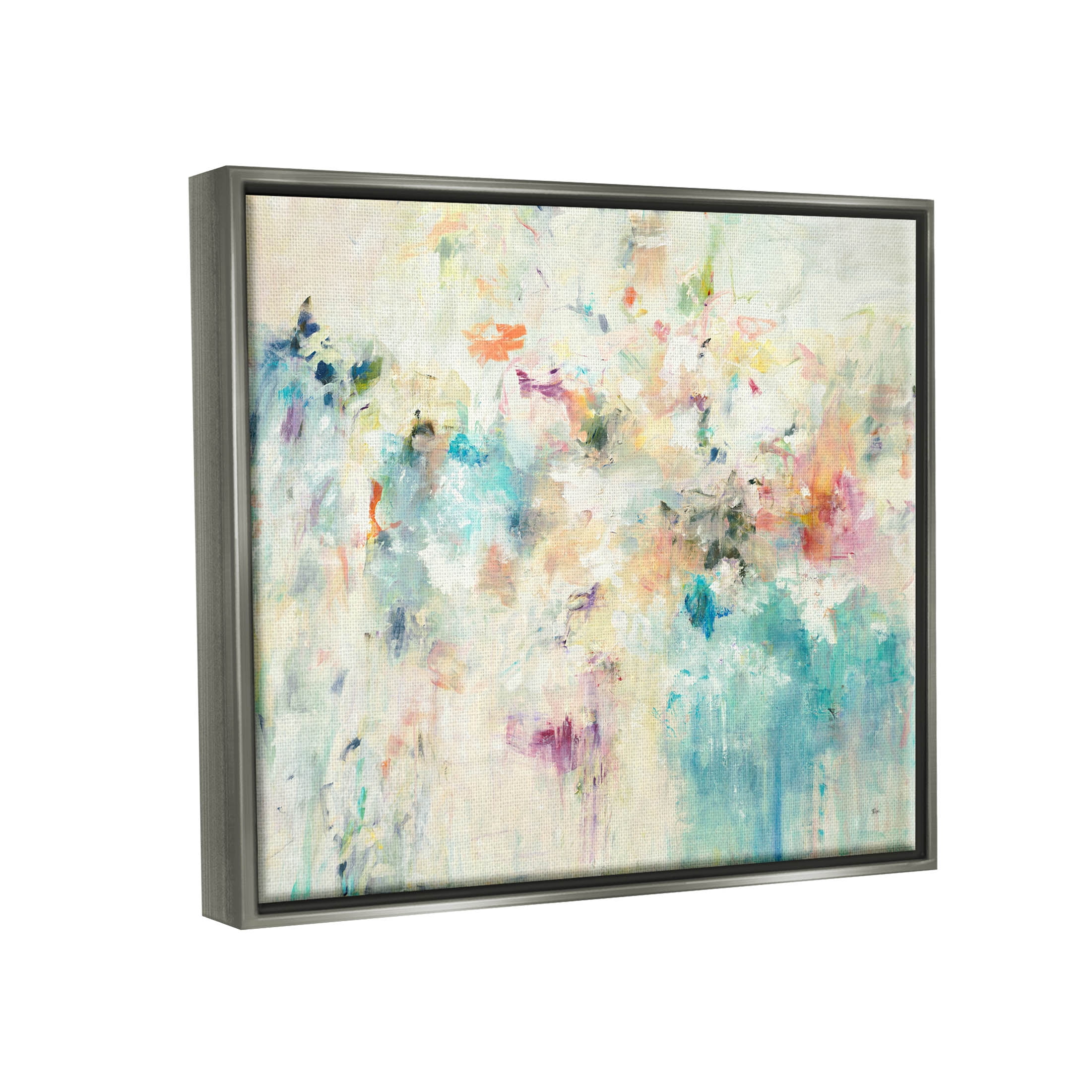 Stupell Industries Contemporary Abstract Composition Painting Luster Gray Floating Framed Canvas Print Wall Art, Design by Lisa Ridgers