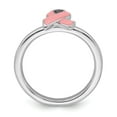 thumbnail image 2 of 925 Sterling Silver Stackable Expressions Pink Enameled Awareness Ribbon Ring Size: 5; for Adults and Teens; for Women and Men, 2 of 5