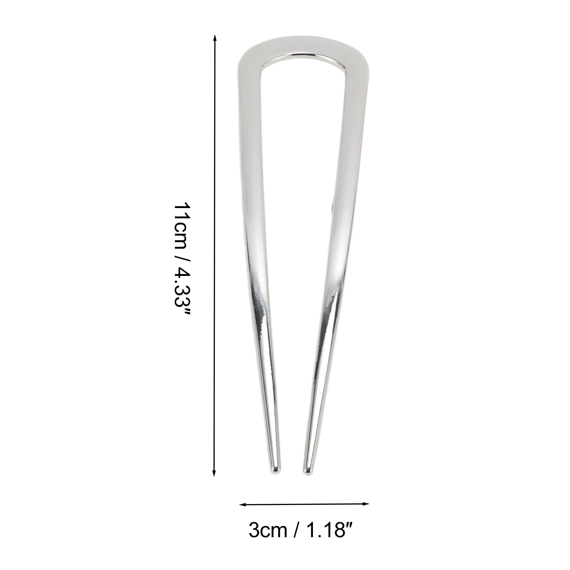 Unique Bargains Fashion U-shaped Hair Pin for Women 2 Pcs Gold Tone, Silver Tone, Black