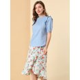 thumbnail image 4 of Blusa de manga corta Allegra K Día de San Patricio con Hombros Descubiertos y volantes Azul XS, 4 of 6