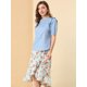 thumbnail image 4 of Blusa de manga corta Allegra K Día de San Patricio con Hombros Descubiertos y volantes Azul XS, 4 of 6