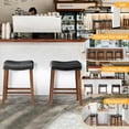 TrumanPick 26 Inch Wooden Bar Stools Set of 2 Black Leather Counter ...