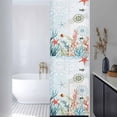 thumbnail image 3 of Coastal Blue Window Privacy Film, Ocean Coral Starfish Shell Nautical Seagrass Static Cling UV Sun Blocking Heat Control Window Tint, Non-Adhesive One Way Windows Privacy Cover 17.7''x78.7'', 3 of 7