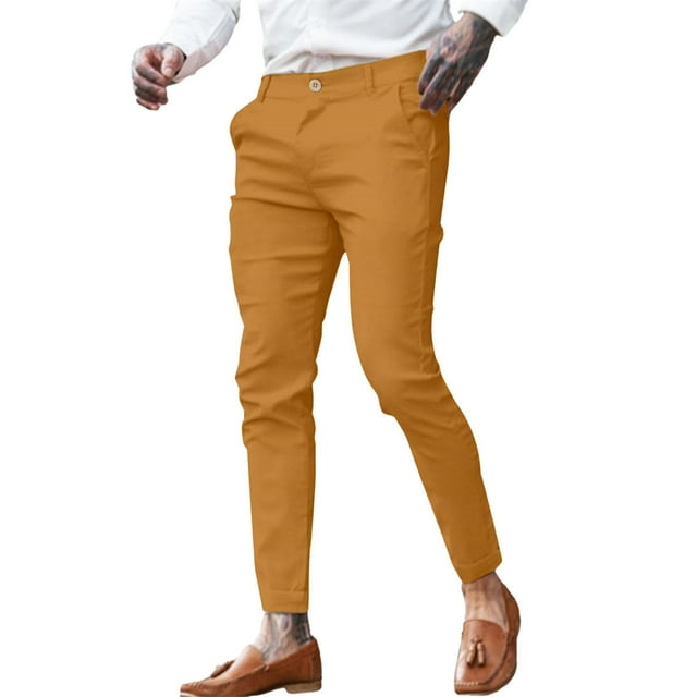 Men's Spring and Summer Solid Color Skinny Suit Pants - Twill Stretch, Fashionable