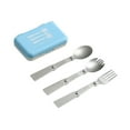 thumbnail image 2 of Juego de cubiertos para acampar, utensilios, tenedor de ensalada doblado, cuchara, juego de tenedor, vajilla para exteriores, cubiertos para barbacoa, Azul, 2 of 8