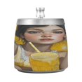 thumbnail image 2 of WOBOGO Lemonade Girl Ashtray with Lid Stainless Steel Smokeless Odorless Windproof for Home Bedroom Office Desk Patio Outdoor Balcony, 2 of 7