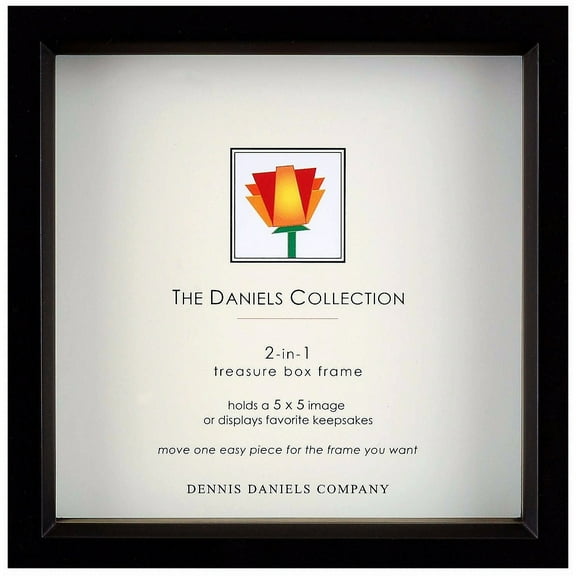 Ebony-Black stain 5x5 2-in-1 box one-half inchin deep for print or collectibles by Dennis Daniels - 5x5