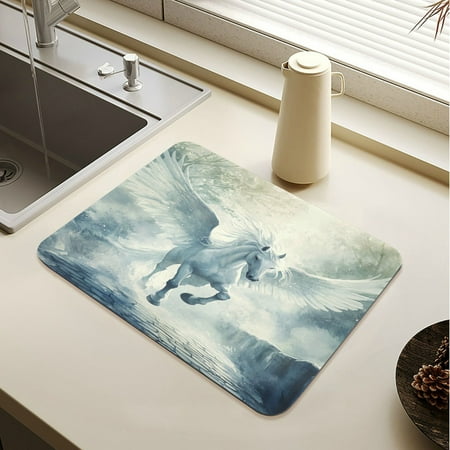 

Wobogo Fairyland Pegasus Dish Drying Mats Diatomaceous Earth Super Absorbent Non-slip Rubber Sole 19.7×15.7in