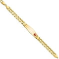 thumbnail image 2 of Solid 14K Yellow Gold Medical Soft Diamond Shape Red Enamel Curb ID Bracelet - 8" - 23.2gm, 2 of 6