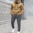 thumbnail image 2 of ibiyuan Mens Track Suit Cotton Long Sleeve Hoodies and Sweatpants Men's Sweatsuits Y2kCasual Training Sweatsuit,2PCS,Khaki, 2 of 5