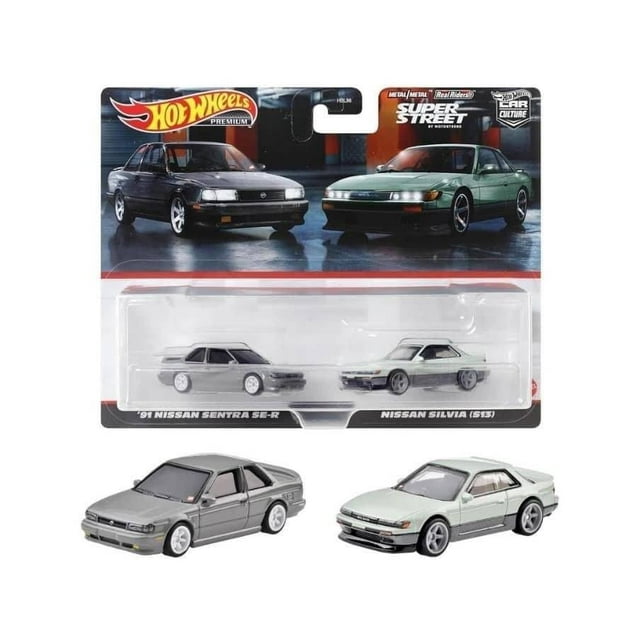 Minicoche Hot Wheels HYF04 Premium, paquete de 2 unidades, Nissan Sentra SE-R/Nissan Silvia (S13) del 91