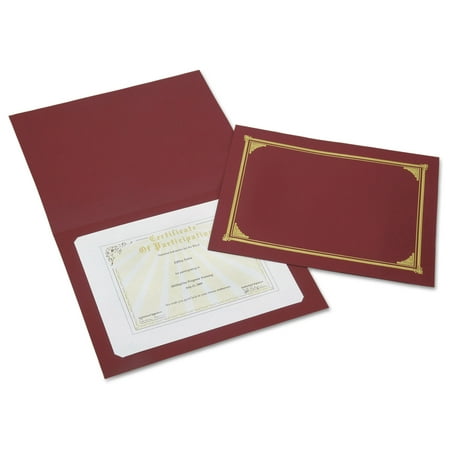 UPC: 0616639940084 | SKILCRAFT  NSN6272958  Linen Gold Foil Certificate Holder  6 / Pack  Burgundy