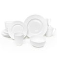 thumbnail image 1 of Bone China 16 Piece Dinnerware set, Service for 4, White Embossed Circle, Microwave Safe, Translucent Elegant giftware, formal Dish set, Essential Home, Everyday Living, Kitchen Dishes, Dinner Set, 1 of 4