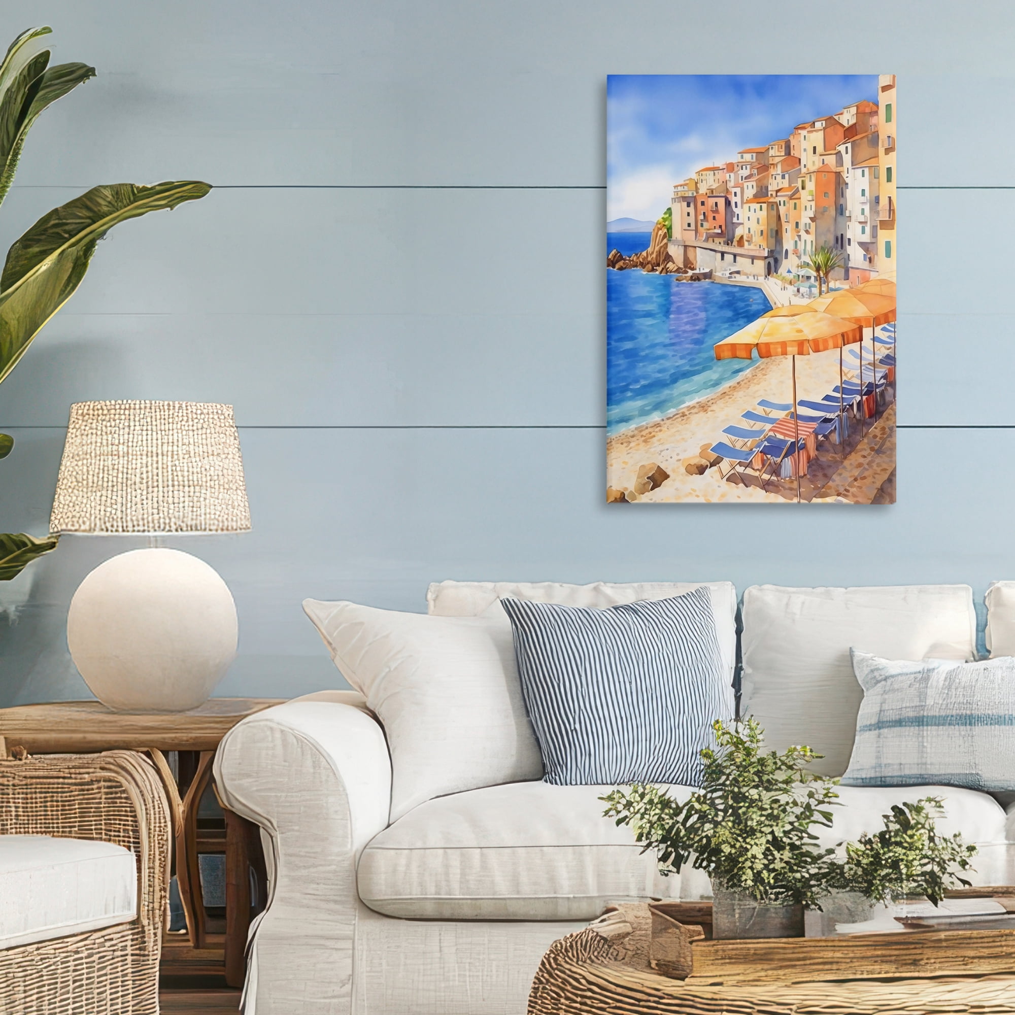 Stupell Industries Beach Lounging on Mediterranean Shore Canvas Wall Art, design by Creative Studio