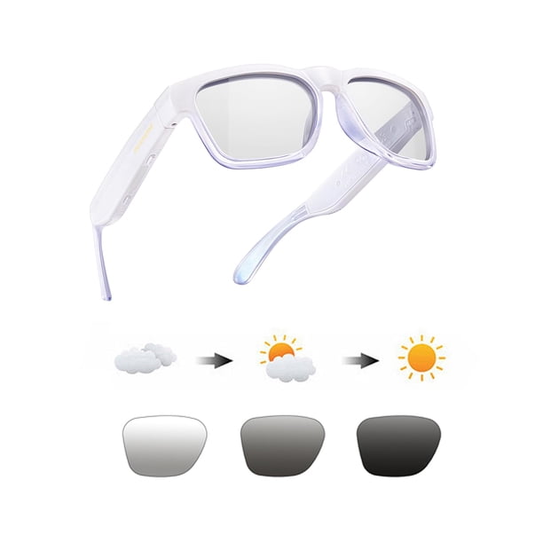 Gafas inteligentes OHo, gafas de sol polarizadas con altavoz Bluetooth, protección UV para deportes y exteriores y control por voz, unisex (lentes de transición)