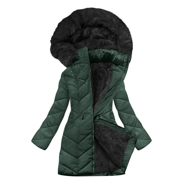 Wensltd Veste Doublée en Molleton pour Femmes à Capuche, Extérieure, Décontractée, Mode, Hiver, Chaude, Manteau Épais, Noir