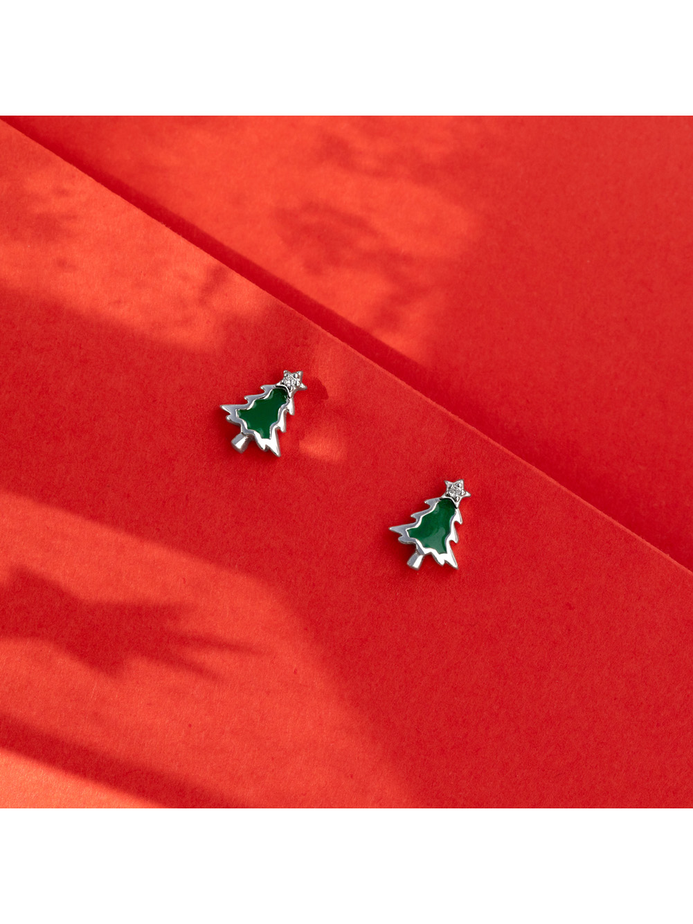 Evergreen Christmas Tree Kids / Girls Earrings Screw Back - Sterling Silver