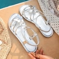 thumbnail image 5 of KIJBLAE Plus Size Women's Casual Butterfly Flat Sandals, Solid Round Open Toe, Back Elastic Strap, Soft Lightweight Outdoor Daily Shoes Silver 43, 5 of 7