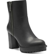 Lucky Brand Bajax Black Leather Fashion Platform Lug Sole Block Heel Bootie (11, BLACK)