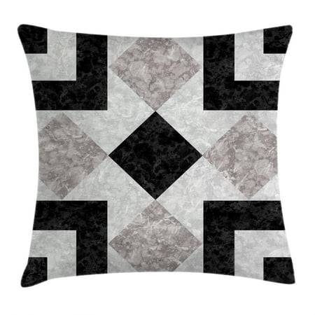 24 Inch Marble Mosaic - Apartment Decor Throw Pillow Cushion Cover, Nostalgic Marble Stone Mosaic Regular Design with Alluring Elements Image, Decorative Square Accent Pillow Case, 24 X 24 Inches, Black Beige, by Ambesonne