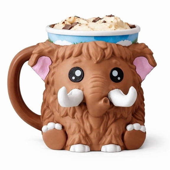 Fusion Layer 3D Woolly Mammoth Ice Cream Pint Holder Mug Sleeve for Standard 16 oz Pints Reusable Freezer Friendly