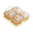 thumbnail image 4 of Recipiente para servir nueces de , tazones para servir refrigerios divididos, multiusos, bandeja de frutas secas con tapa para refrigerios, 4 cuadrícula de oro, 4 of 8