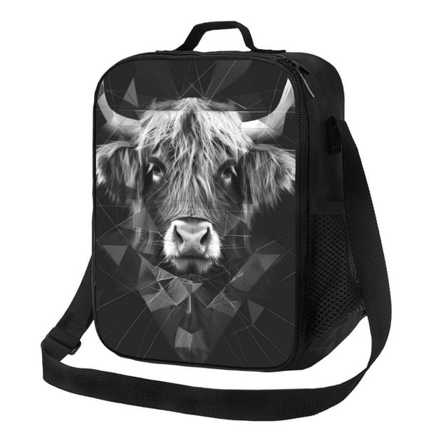 Fotbe Geometric Bull Design Lonchera Bolsa de Almuerzo para Hombres y Mujeres, Lonchera de Gran Capacidad, Bolsa de Almuerzo Reutilizable, Bolsa Térmica Aislante