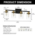thumbnail image 5 of YANSUN 27.2 in 4-Light Black and Gold Bathroom Vanity Light Fixtures Over Mirror with Clear Glass Shades for Bathroom, Powder Room, Vanity Table, 5 of 8