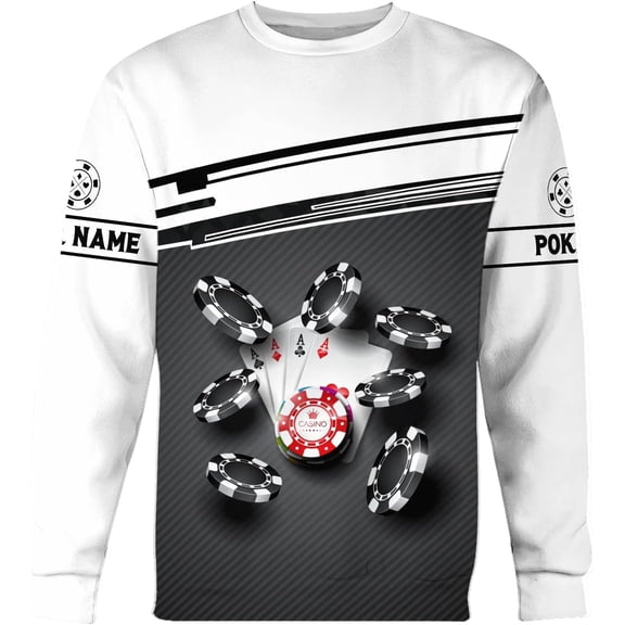 Personalized Poker Shirt 3D Funny Poker Shirt for Men Casino Poker Shirt Gifts Men Women Funny Poker Gift (Sweatshirt, S)