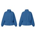 thumbnail image 5 of Cmfcve Women's Sweatshirt Jacket Stand Collar Drawstring Hem Full Zip Sportswear Long Sleeve Casual Loose Athletic Outerwear with Pockets, 5 of 5