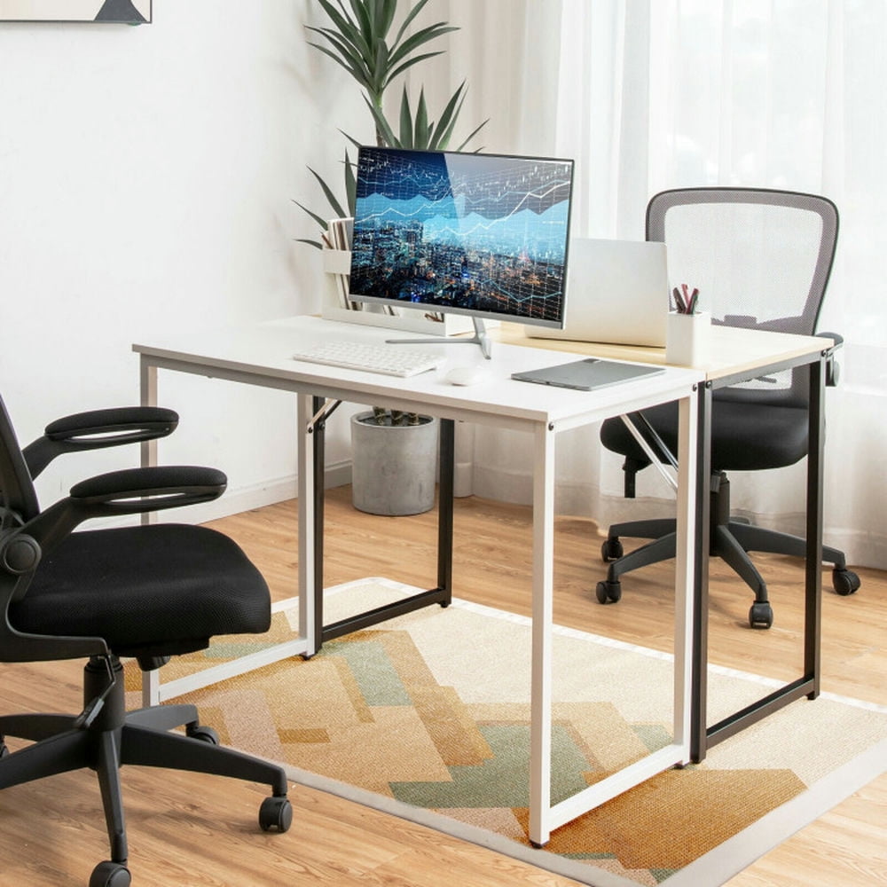 Demi Bonn L Shaped Computer Desk and Writing Workstation for Home and Office, Natural