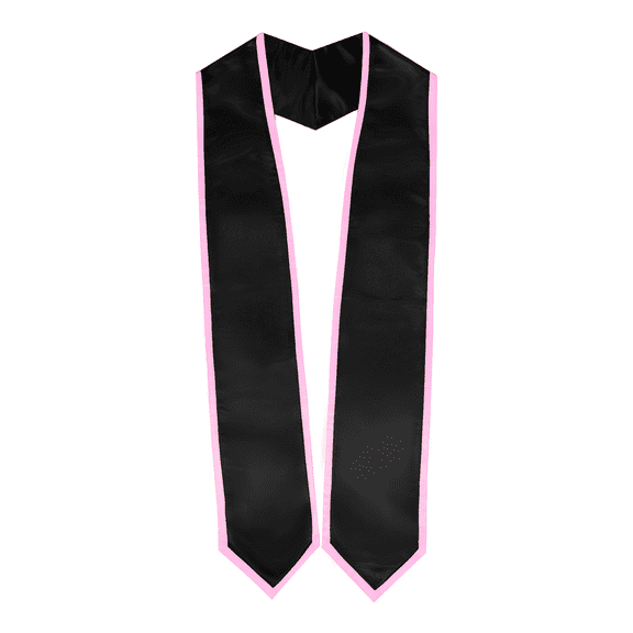 Honors Graduation Academic Stoles/Sashes with Classic End and Trim (Black w/Pink Trim)