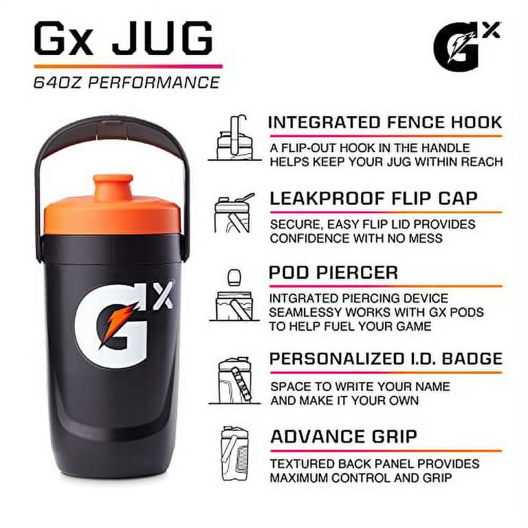 Gatorade Gx 64oz Drink Jug Bottle Water Neon Pink Fence Hook Pod