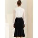 thumbnail image 4 of Falda de sirena de terciopelo Allegra K con espalda elástica para mujer Negro XS, 4 of 6