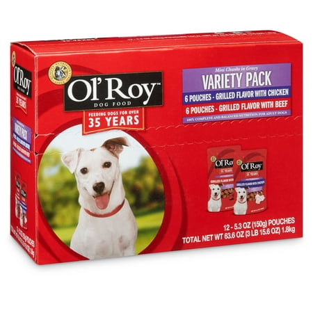 Ol' Roy Mini Chunks in Gravy Variety Pack Wet Dog Food, 5.3 oz, 12