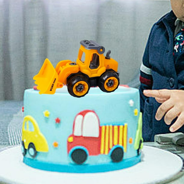 Decoración para tarta, diseño de paisaje, vehículo de ingeniería coleccionable, modelo de sitio de construcción, juguete para Navidad, niños y niños excavadora