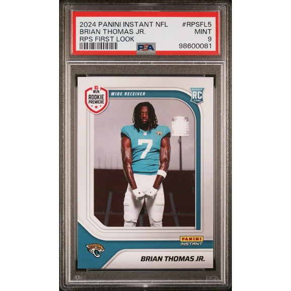 Graded 2024 Panini Instant NFL Brian Thomas Jr #RPSFL5 RPS First Look Rookie RC Football Card PSA 9 Mint