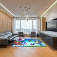 thumbnail image 5 of LaModaHome Non-Slip Rug Super Mario Inspired Rug: Animated Cartoon Design Washable Mat Child Stain Resistant Living Room Kitchen Carpet - Size: 4,9X2,6ft(150X80cm), 5 of 5