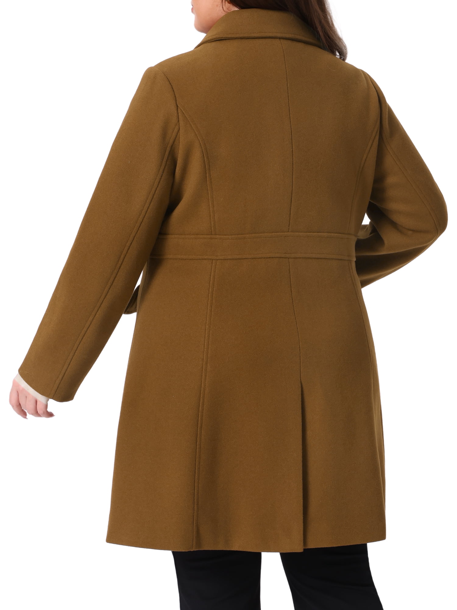 DARING DIVA Women's Plus Size Peter Pan Collar Single Breasted Coat 1X Dark Brown