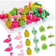 thumbnail image 4 of 50 Pcs Petites Cartes Murales Droites Pinces Boîte de Rangement Compacte Photos Cartes Murales Bulletin Liège Accessoires Ménagers Flamant Rose Ananas, 4 of 8