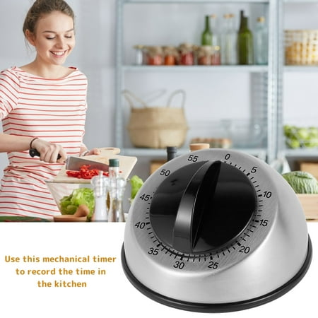 

Protoiya Kitchen Timer 60 Minutes Stainless Steel Kitchen Timer Mechanical Wind-Up Timer Clockwise Time Reminder Food Cooking Time Analogue Clock(Black)