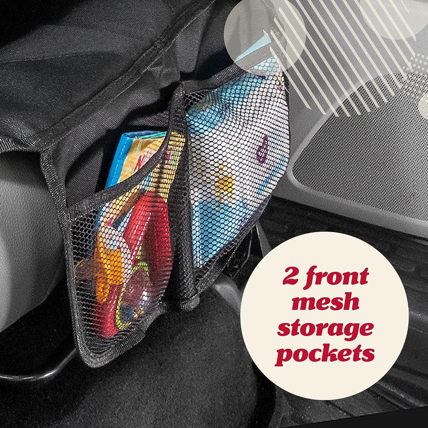 Lusso Gear | Car Seat Protector | Thick Padding, Durable, Waterproof PVC Leather | X-Large, Black with Red Stitching